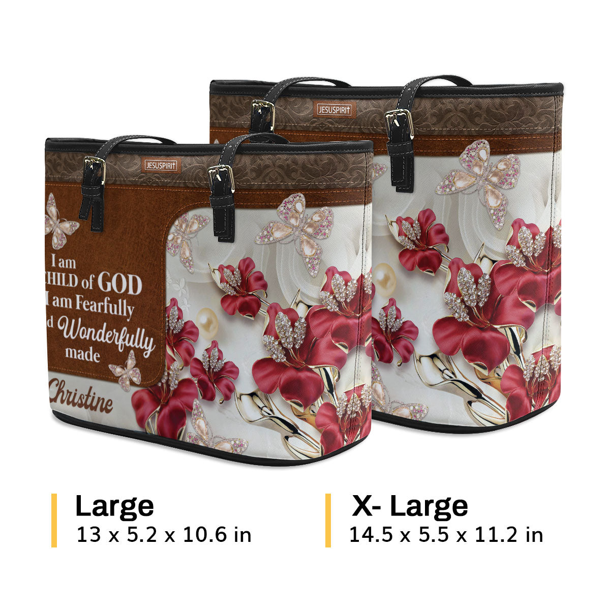 I Am Fearfully And Wonderfully Made - Personalized Large Leather Tote Bag NUH303