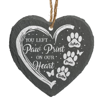 You Left A Paw print on Our Hearts - Personalized Slate Ornament