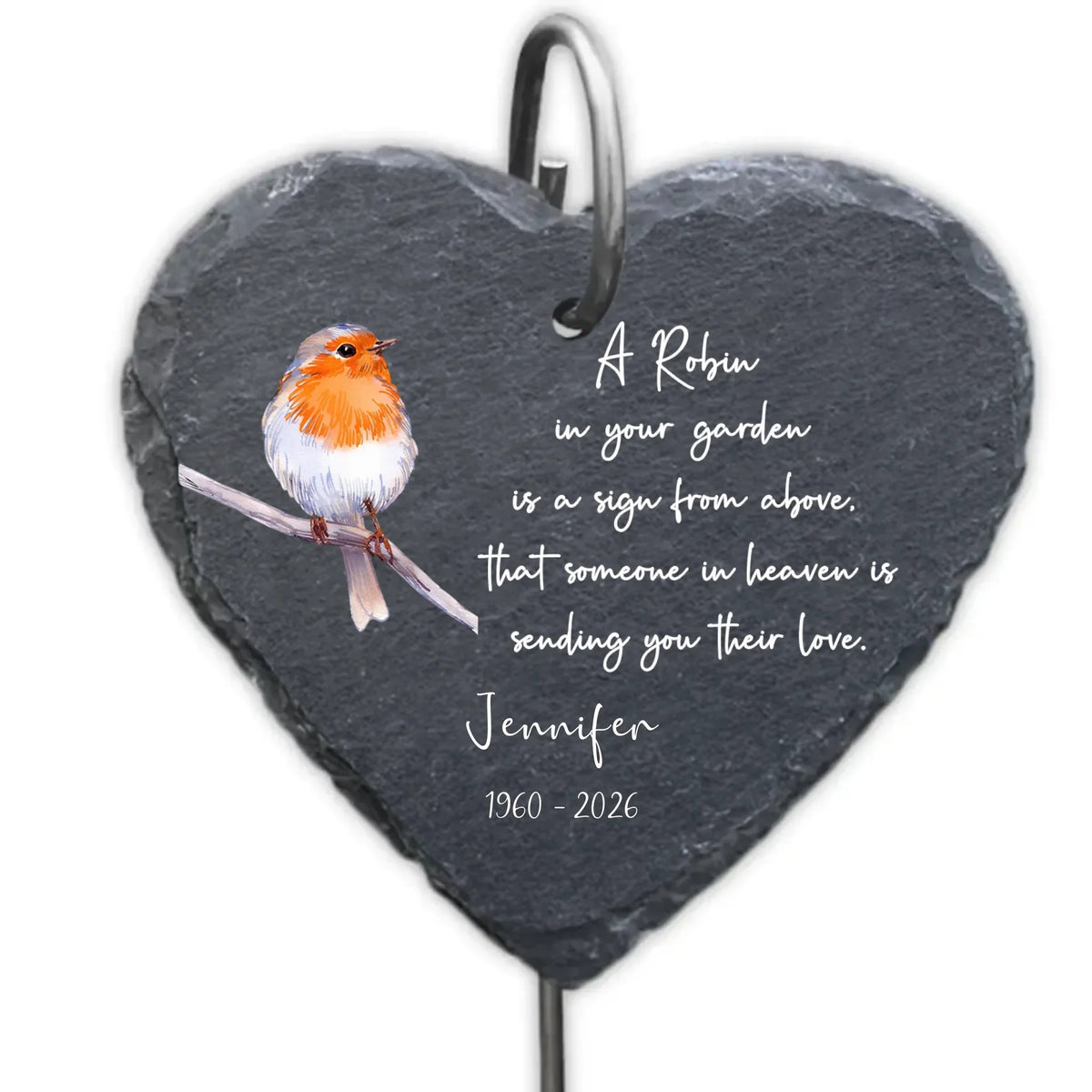 Loved Ones Are Near A Robin Is A Visitor From Heaven - Personalized Garden Slate, Memorial Gift For Loss Of Loved One, Rememberance Gift