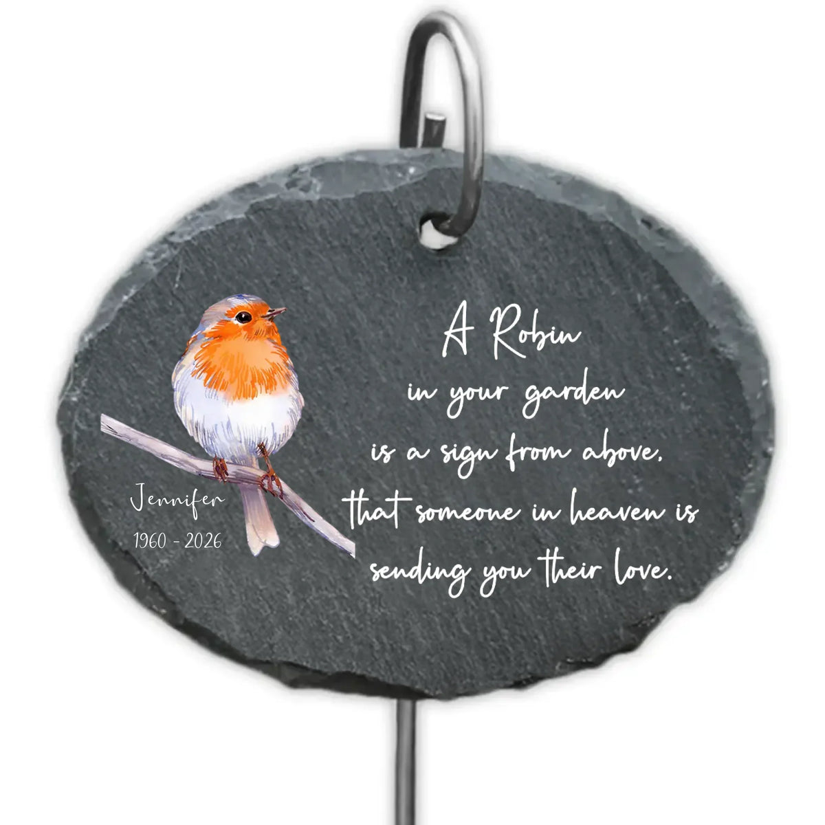 Loved Ones Are Near A Robin Is A Visitor From Heaven - Personalized Garden Slate, Memorial Gift For Loss Of Loved One, Rememberance Gift