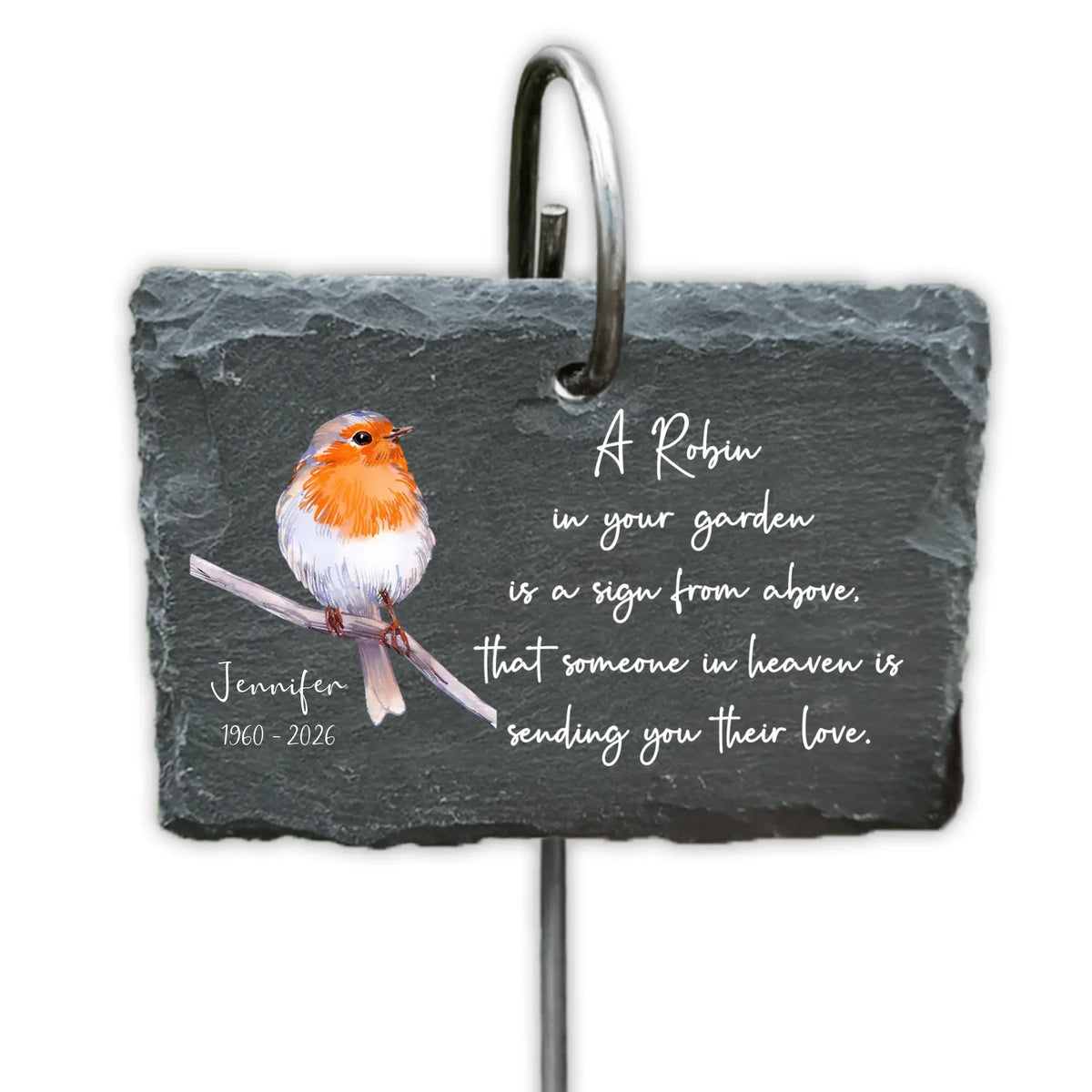 Loved Ones Are Near A Robin Is A Visitor From Heaven - Personalized Garden Slate, Memorial Gift For Loss Of Loved One, Rememberance Gift