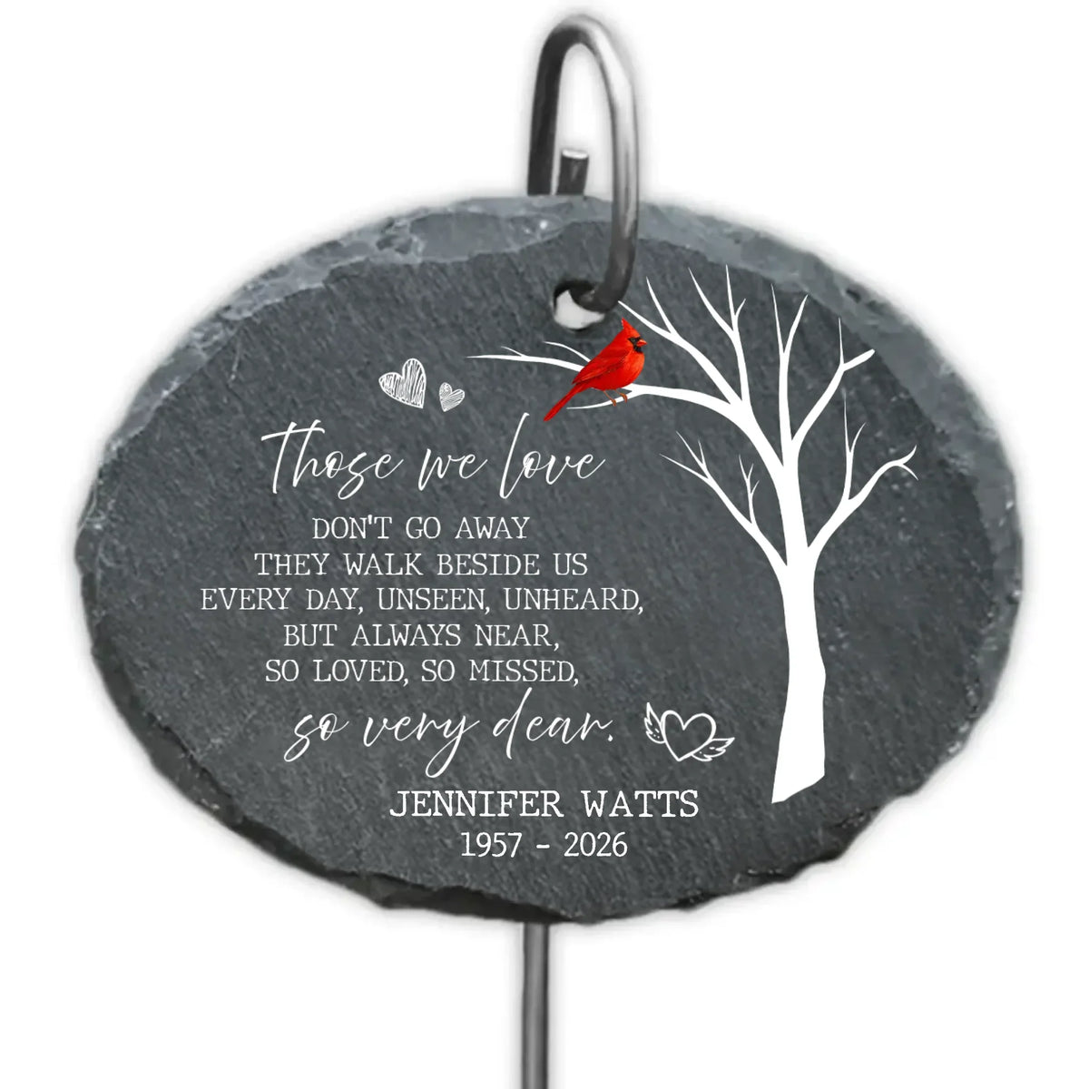 So Love So Missed So Every Day - Personalized Garden Slate, Cardinal Memorial Garden Slate, Remembrance Gift