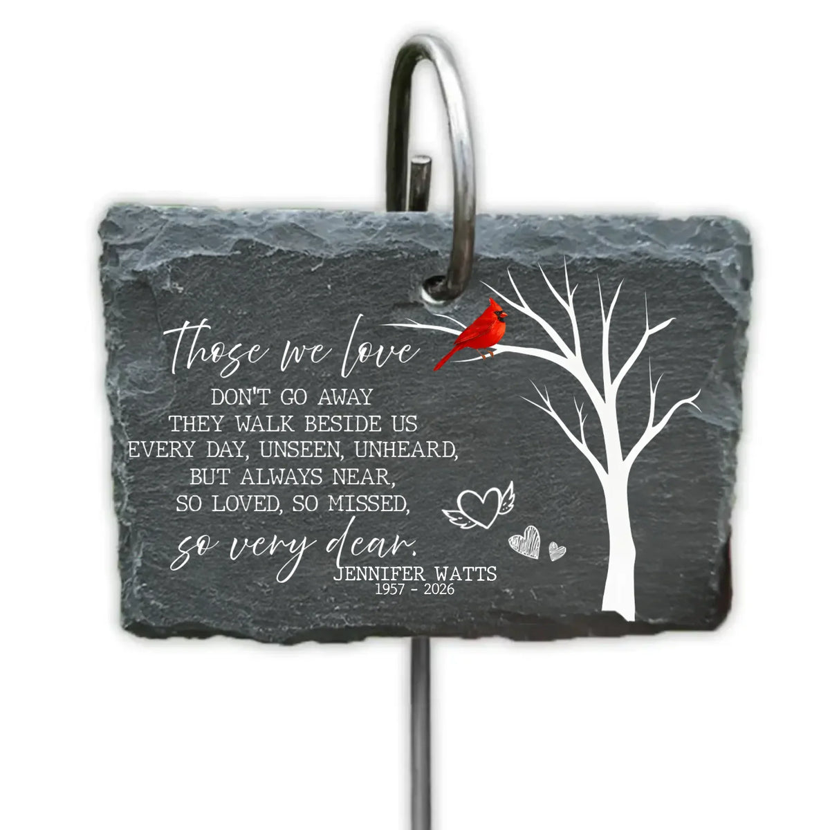 So Love So Missed So Every Day - Personalized Garden Slate, Cardinal Memorial Garden Slate, Remembrance Gift