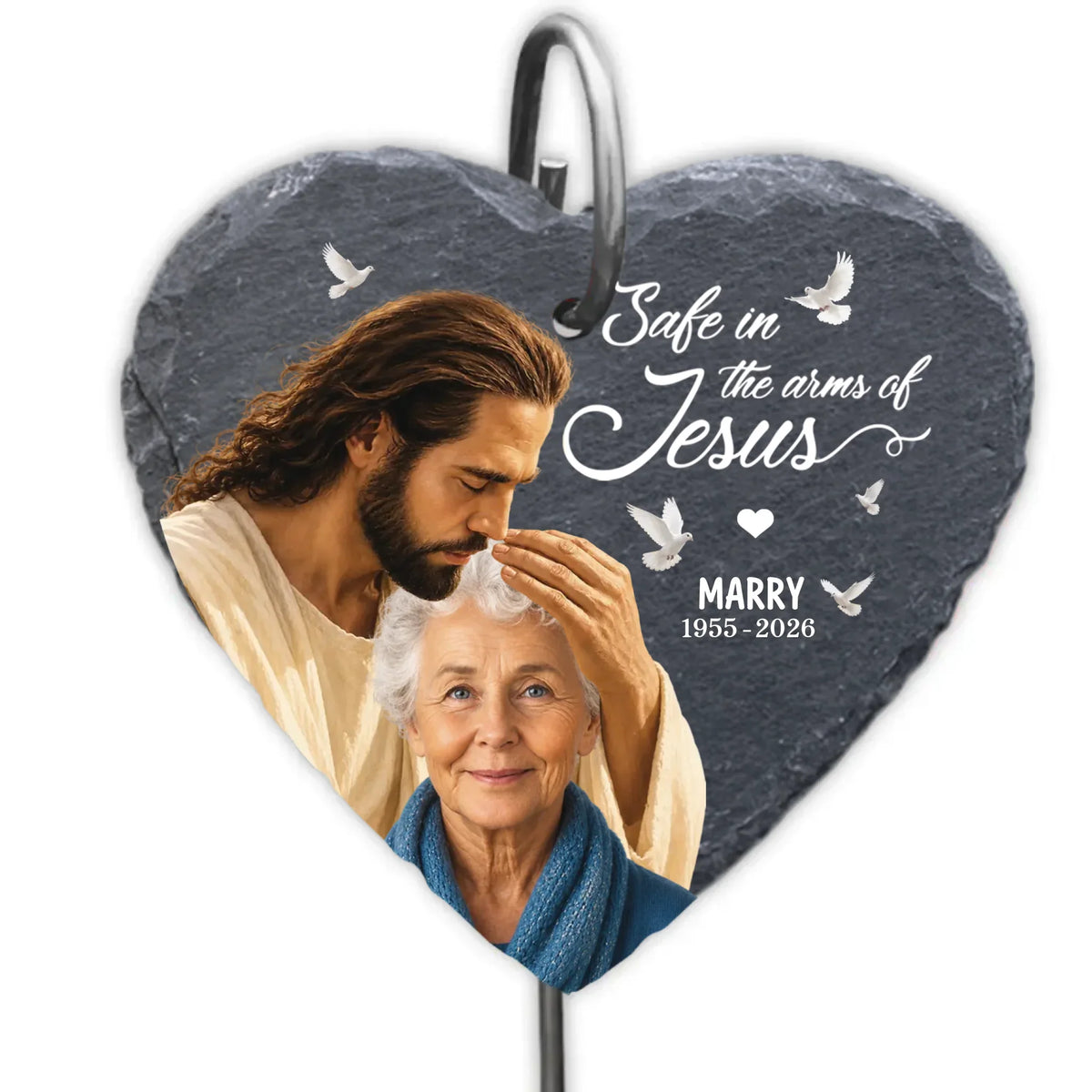 Safe In The Arms Of Jesus - Upload Image - Personalized Custom Garden Slate