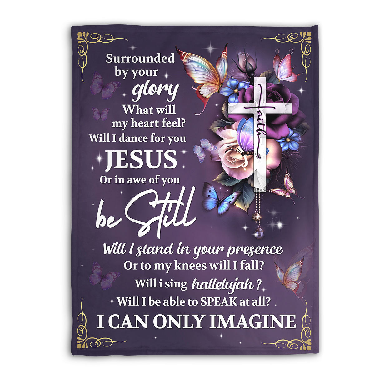 Surrounded By Your Glory - Beautiful Floral Cross Fleece Blanket HH260