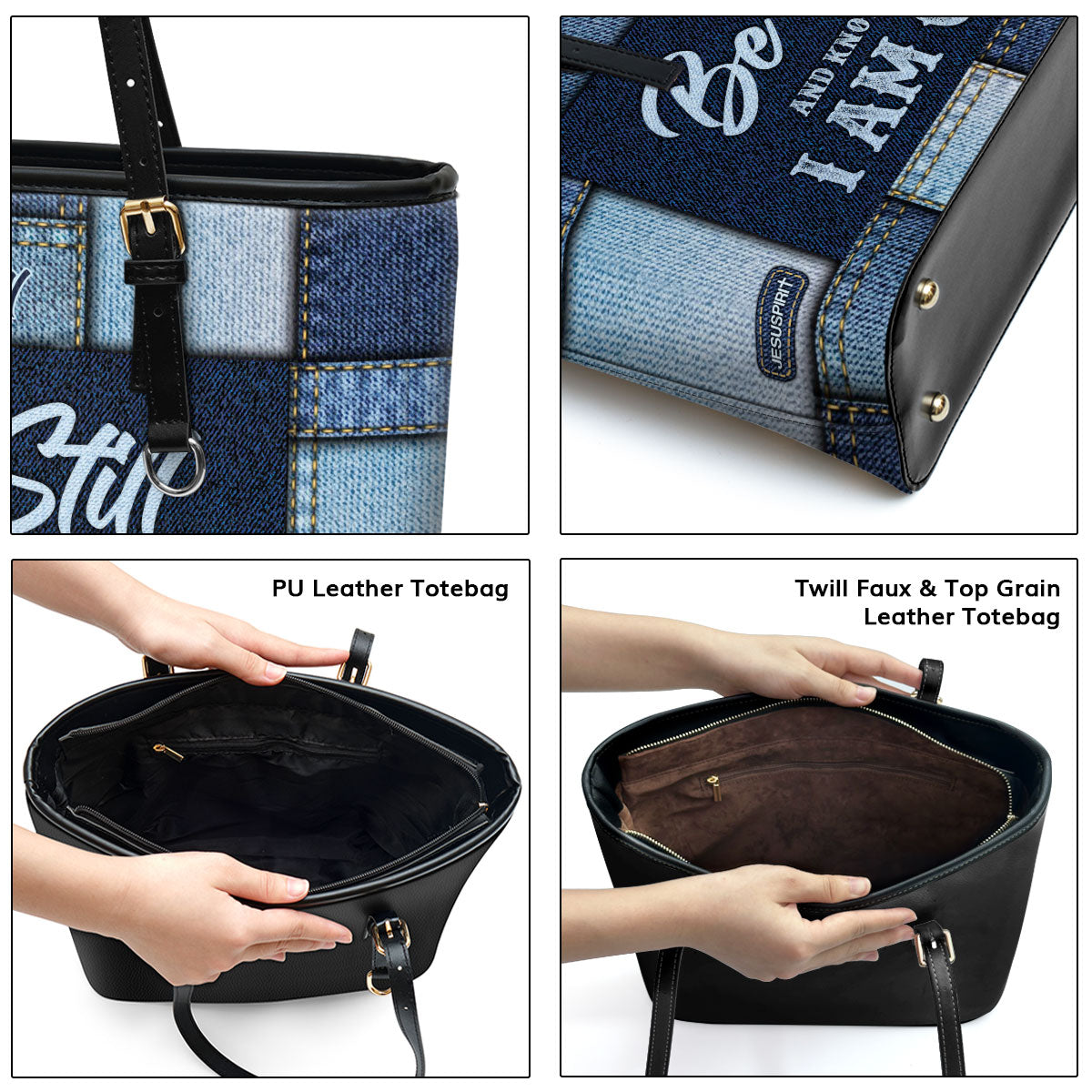 Be Still And Know That I Am God - Special Large Leather Tote Bag HN06