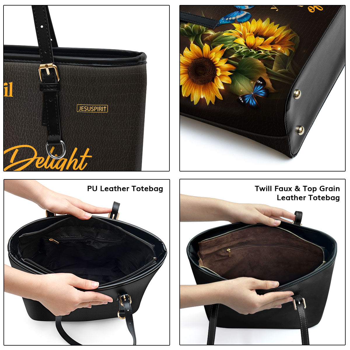 Delight Yourself In The Lord - Special Personalized Large Leather Tote Bag NUH437