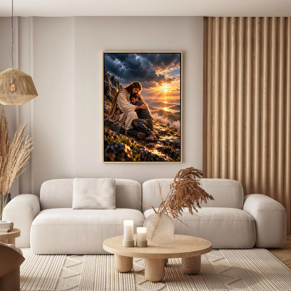 Safe in His Arms – Jesus Christian Canvas Wall Art