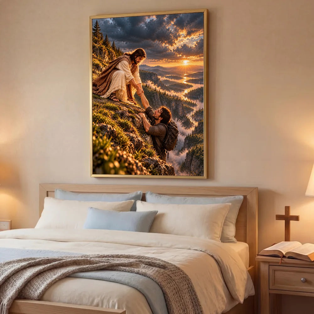 He Wouldn't Let Me Go – Jesus Rescue Christian Canvas Wall Art