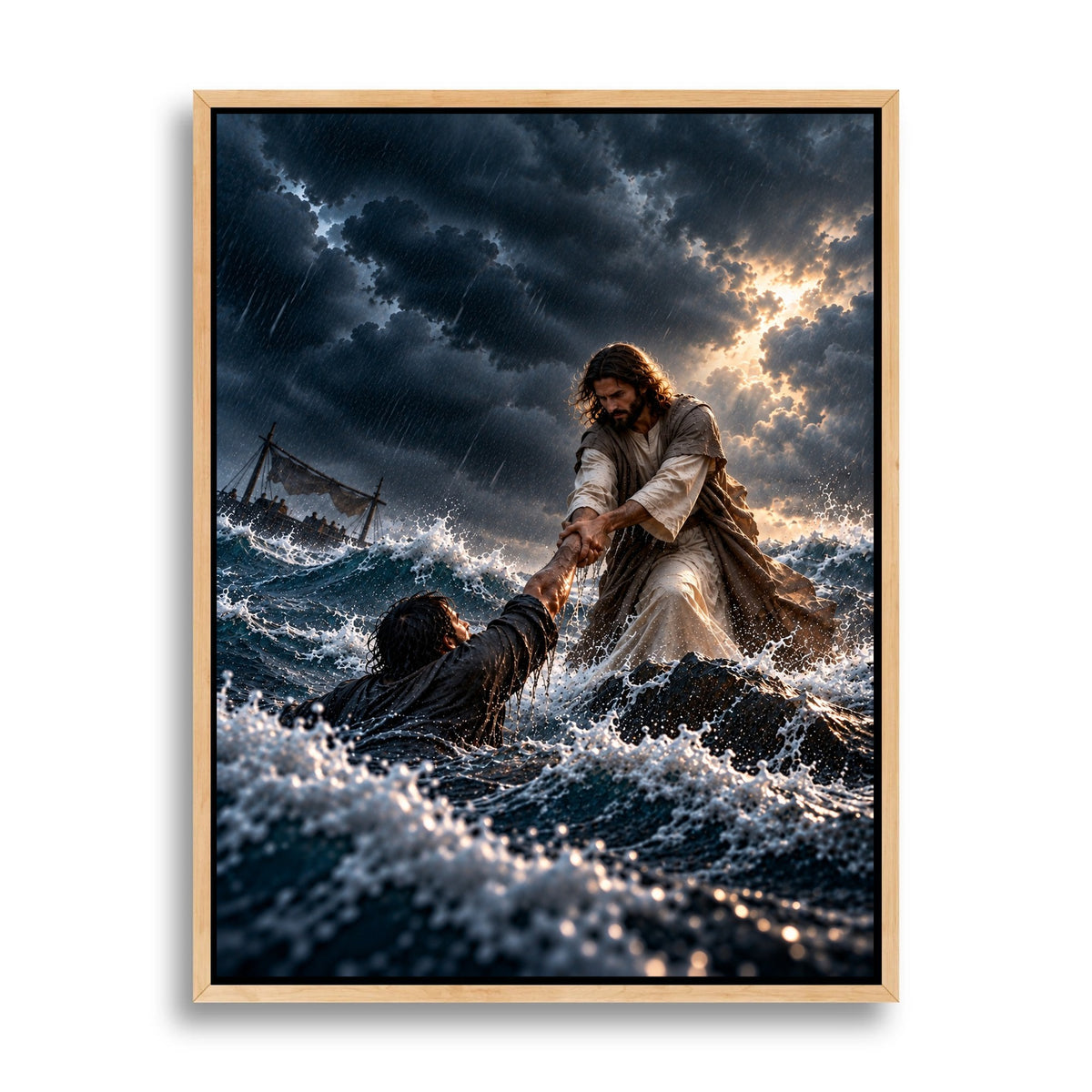 He Pulled Me From the Storm – Jesus Christian Canvas Wall Art