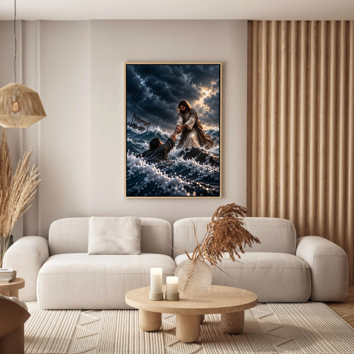 He Pulled Me From the Storm – Jesus Christian Canvas Wall Art