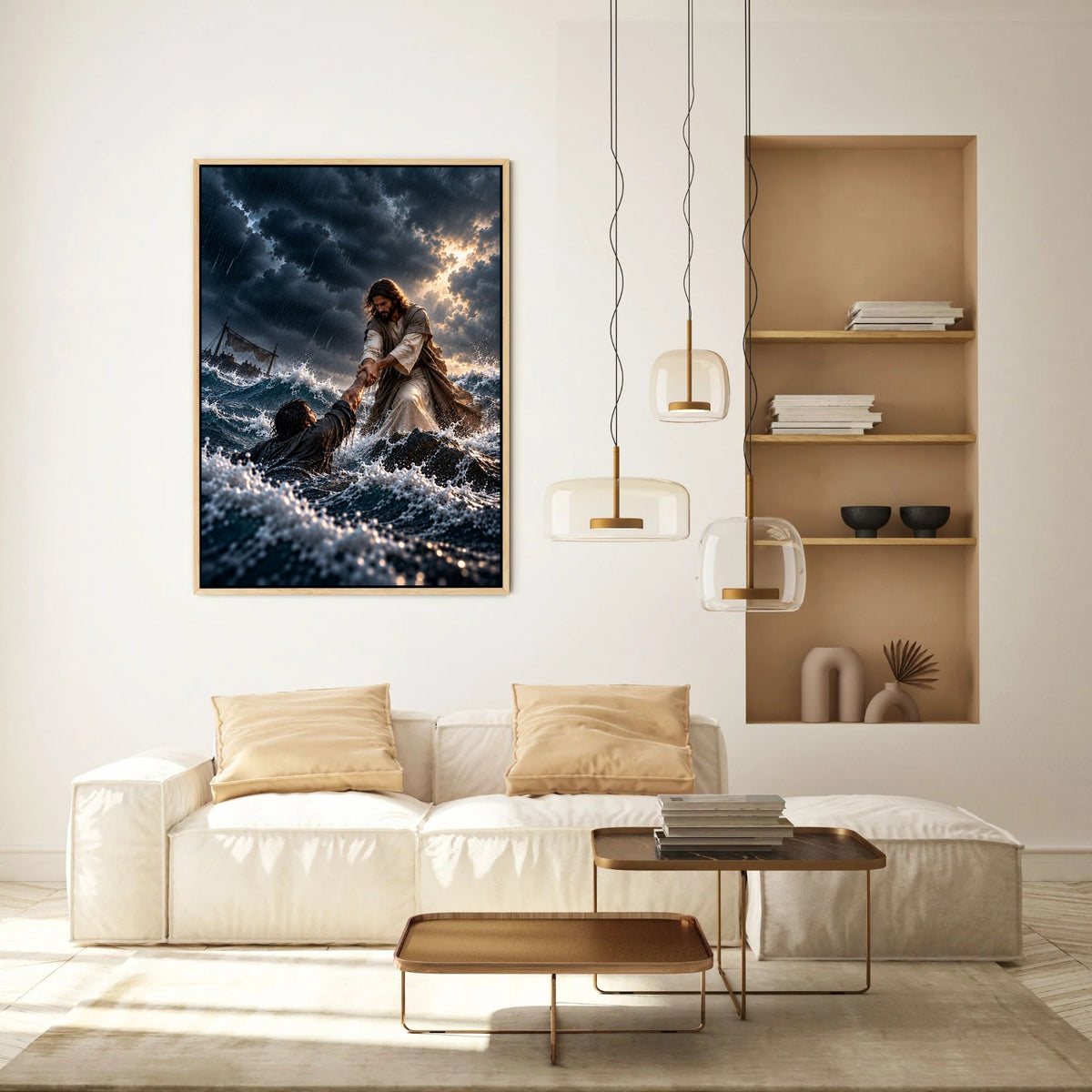 He Pulled Me From the Storm – Jesus Christian Canvas Wall Art
