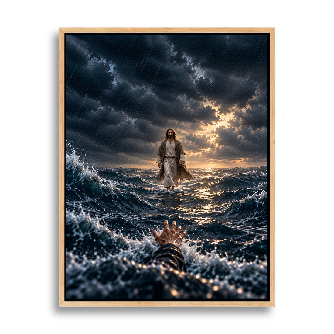 When I Was Sinking – Jesus Walking on Water Christian Canvas