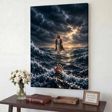 When I Was Sinking – Jesus Walking on Water Christian Canvas