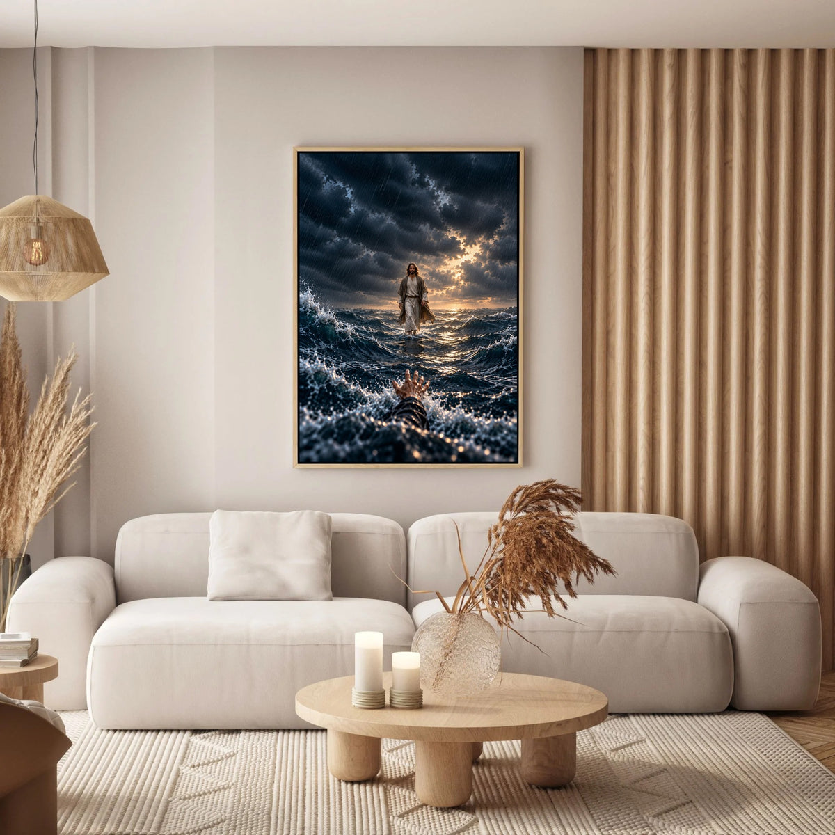 When I Was Sinking – Jesus Walking on Water Christian Canvas