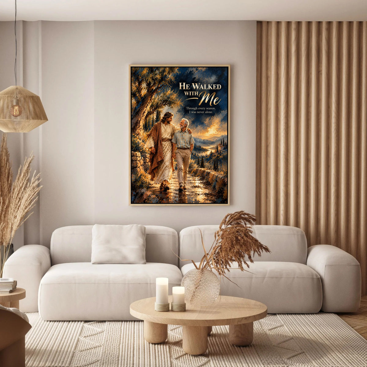 He Walked With Me™ – Personalized Jesus Portrait Canvas, Custom Christian Gift From Your Photo