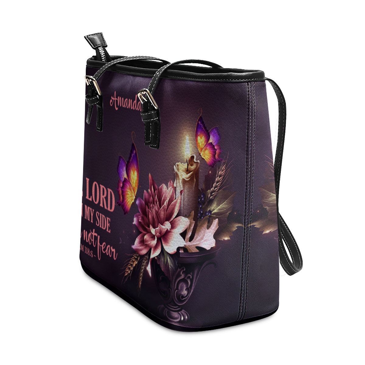 Lovely Personalized Large Leather Tote Bag - The Lord Is On My Side H12