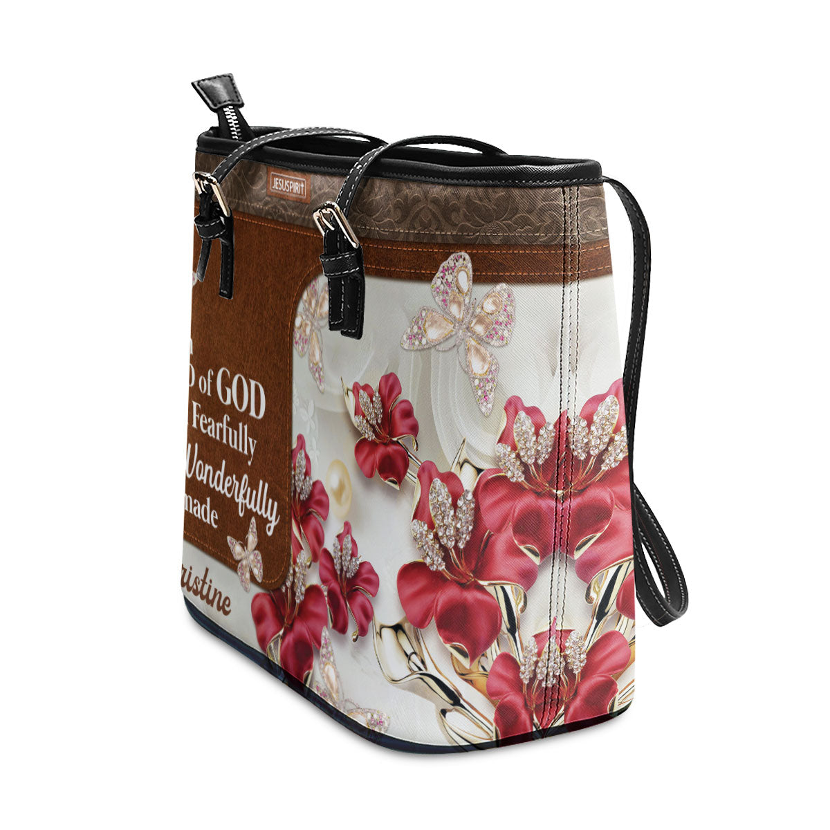 I Am Fearfully And Wonderfully Made - Personalized Large Leather Tote Bag NUH303