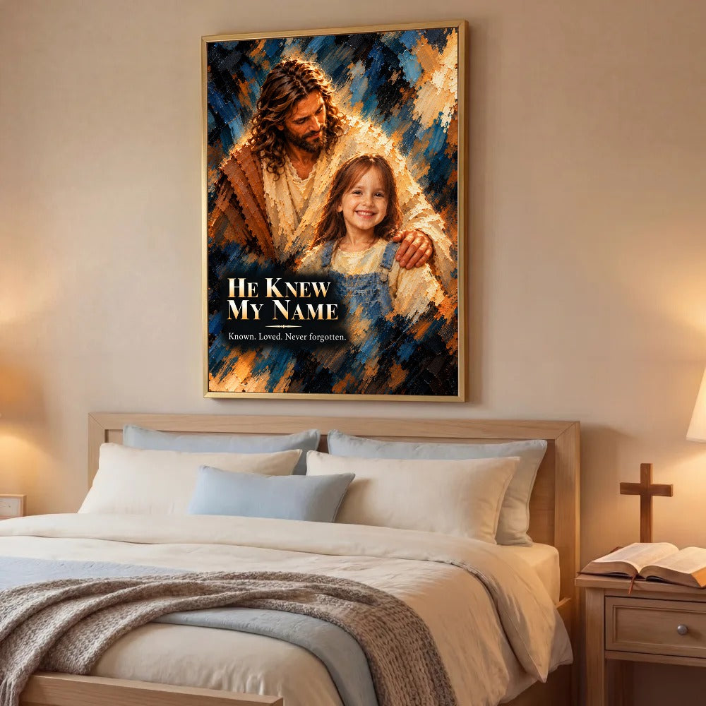 He Knew My Name™ – Personalized Jesus Portrait Canvas, Custom Christian Gift From Your Photo