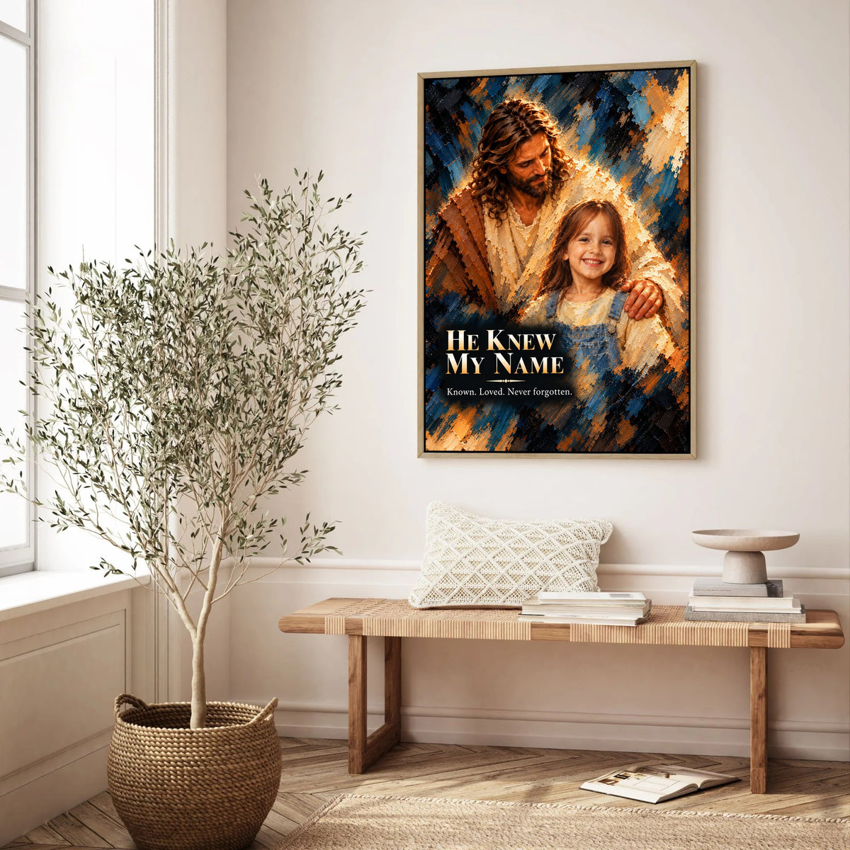 He Knew My Name™ – Personalized Jesus Portrait Canvas, Custom Christian Gift From Your Photo