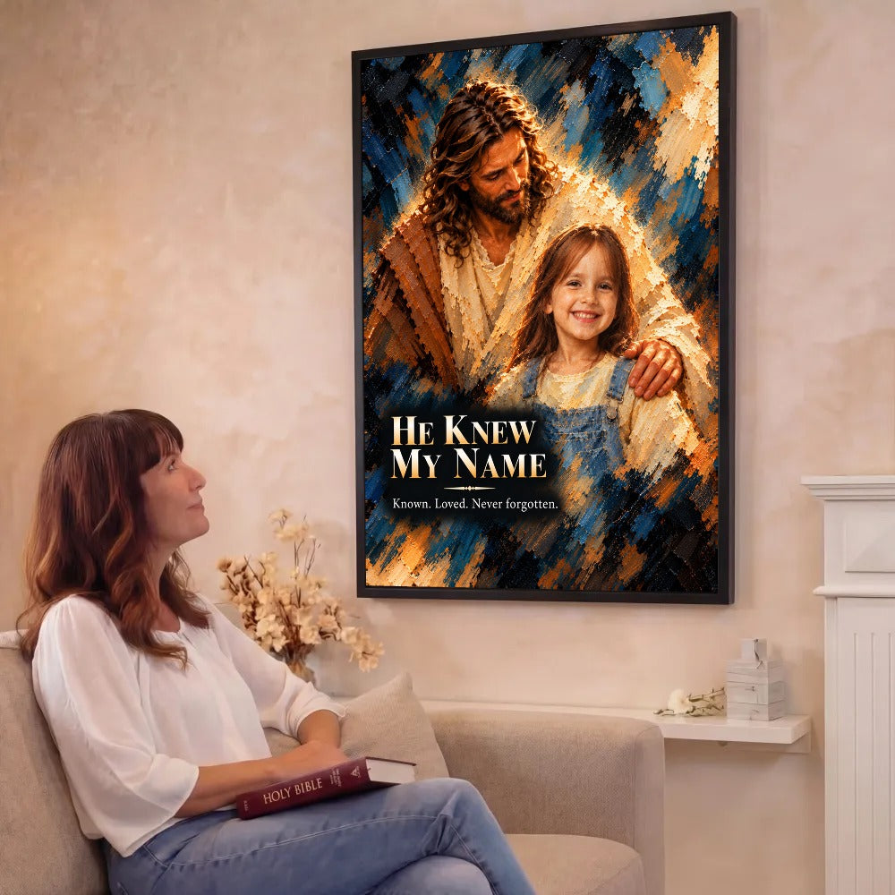 He Knew My Name™ – Personalized Jesus Portrait Canvas, Custom Christian Gift From Your Photo