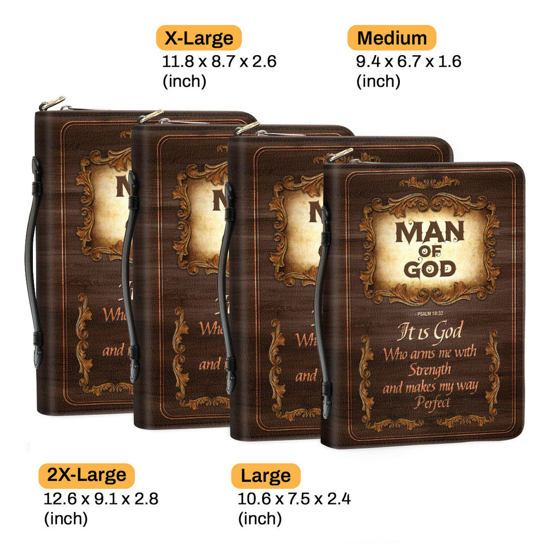Jesuspirit | Personalized Zippered Bible Cover | Scripture Gifts For Men | Psalm 18:32 | Man Of God | Bible Carrying Case BCH720