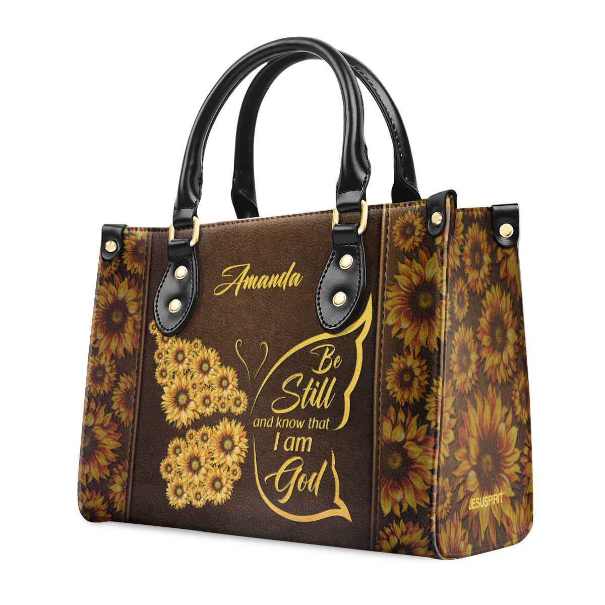 Jesuspirit | Be Still And Know That I Am God | Personalized Leather Handbag With Handle | Psalm 46:10 | Christ Gifts For Religious Women LHBHN666