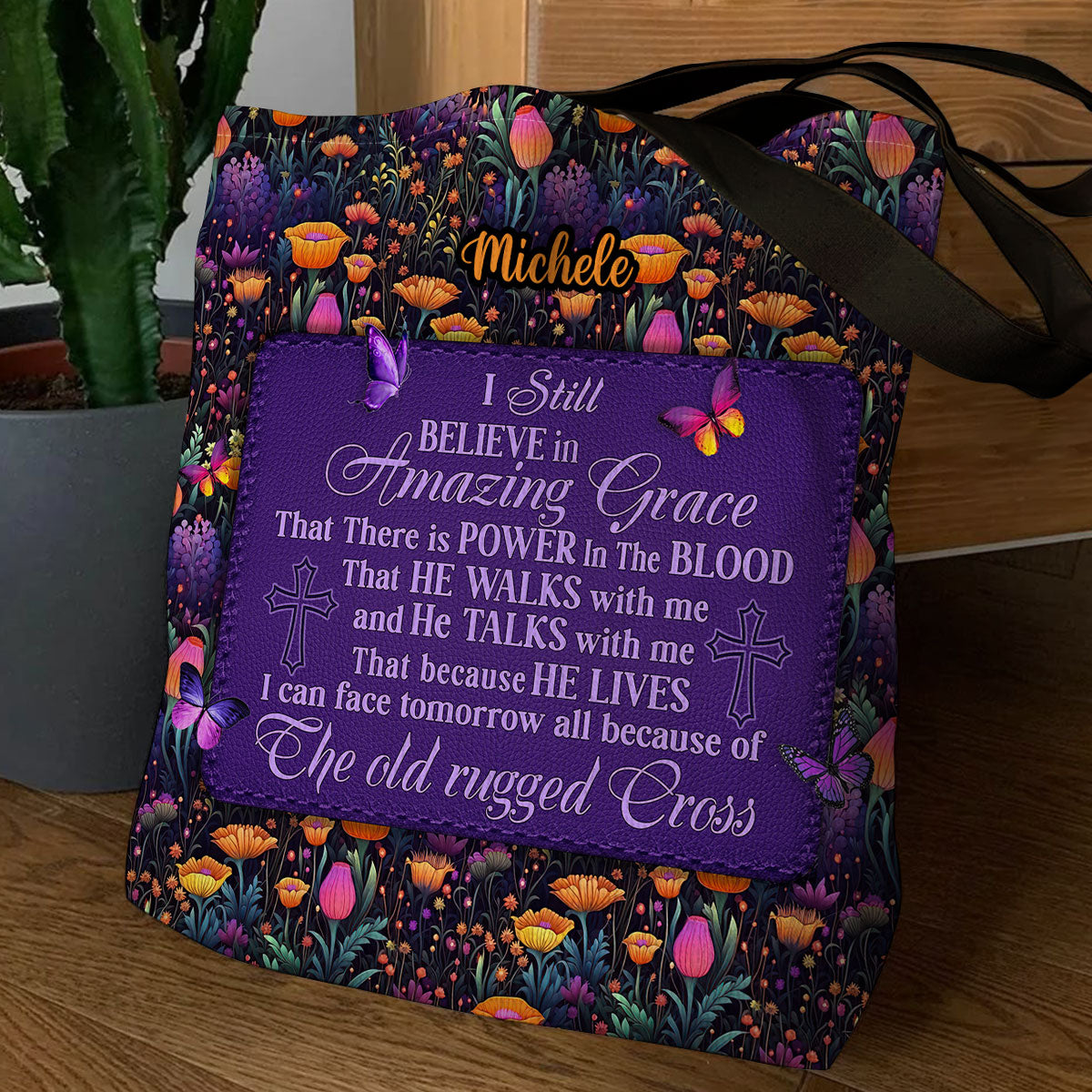 Jesuspirit| Personalized Christian Tote Bag | Floral I Still Believe In Amazing Grace TBM743
