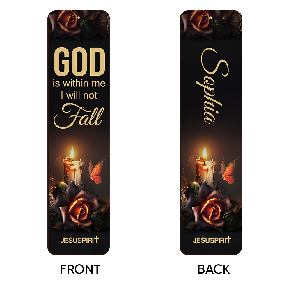 God Is Within Me, I Will Not Fall - Personalized Wooden Bookmarks BM25