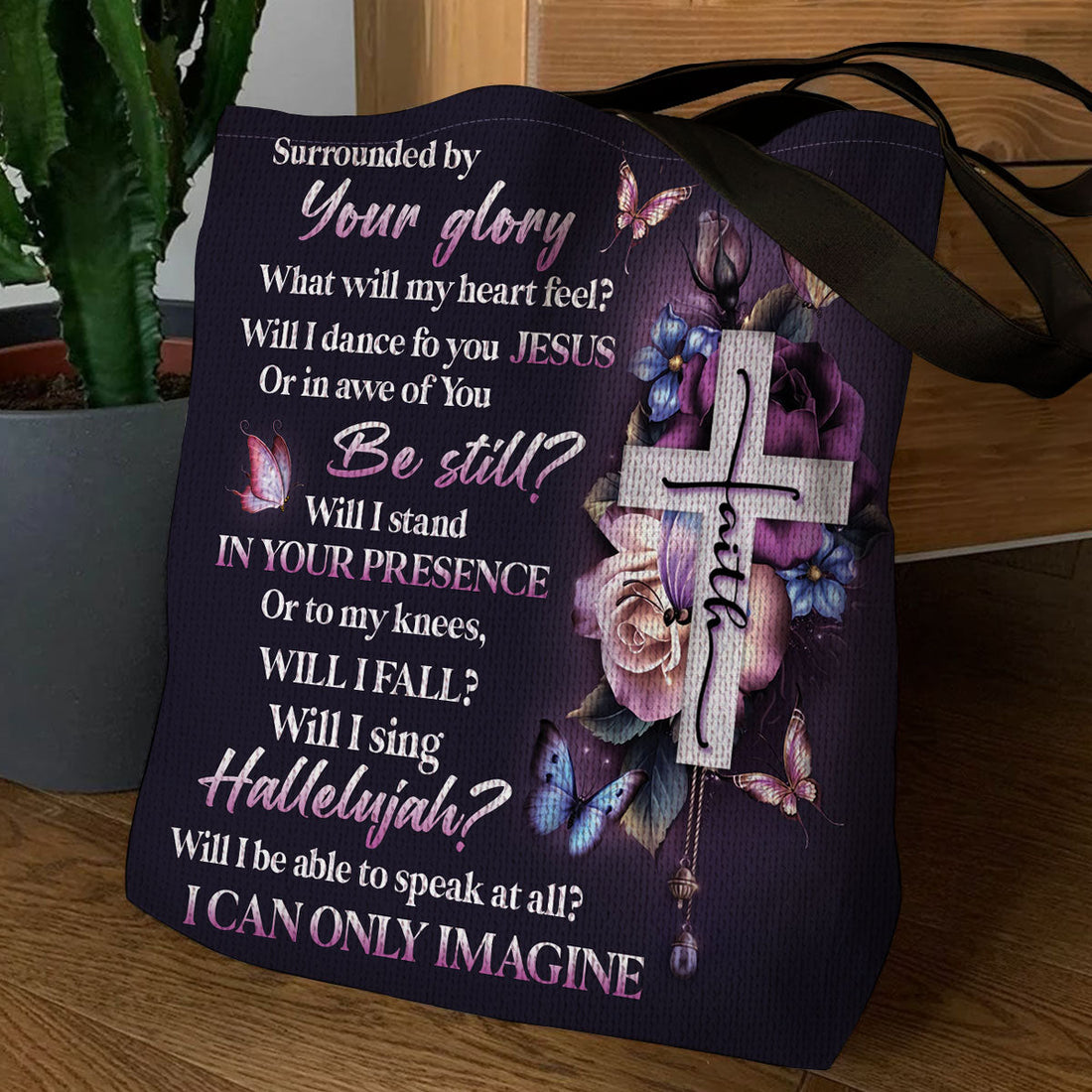 Lovely Floral Cross Tote Bag - Will I Stand In Your Presence NHN132