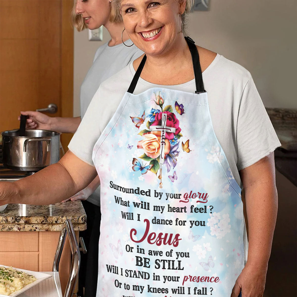 Jesuspirit Apron With Neck Strap | I Can Only Imagine | Rose And Cross | Useful Gift For Christians A17