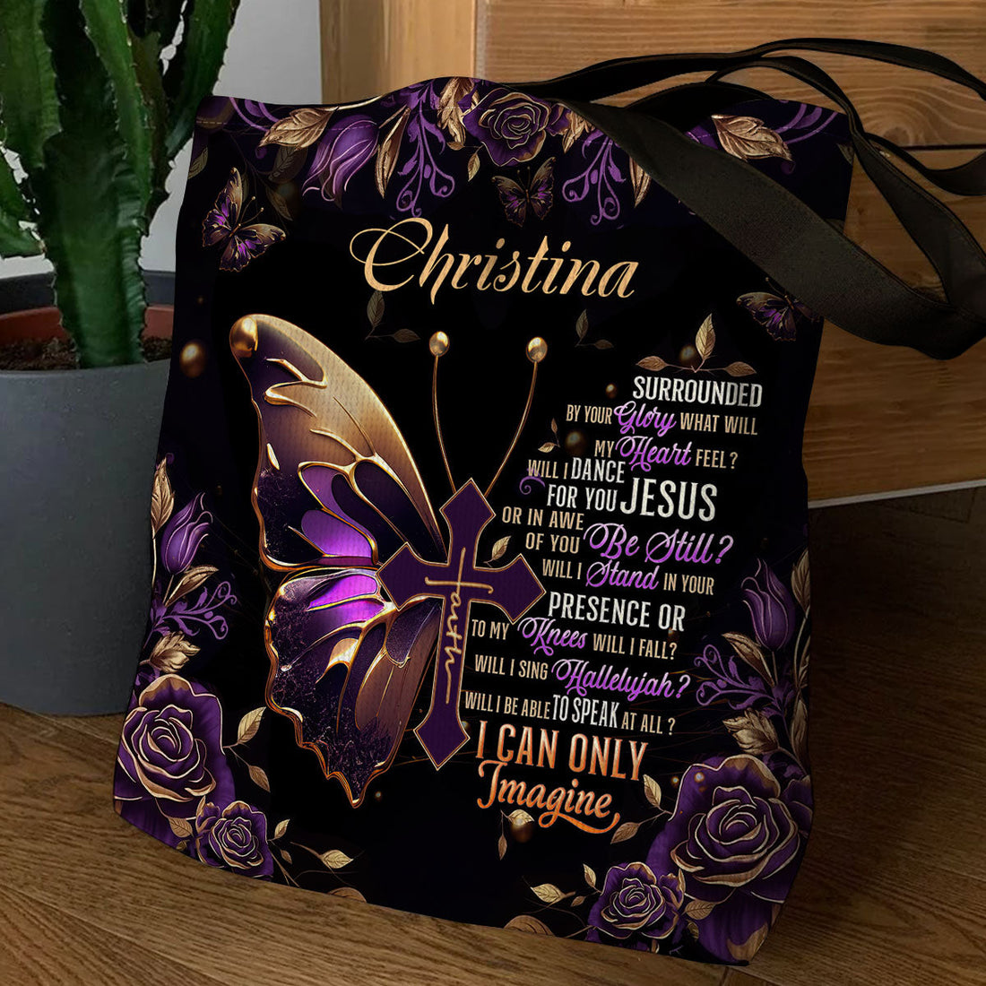 Jesuspirit| Personalized Christian Tote Bag | Butterfly I Can Only Imagine TBM735