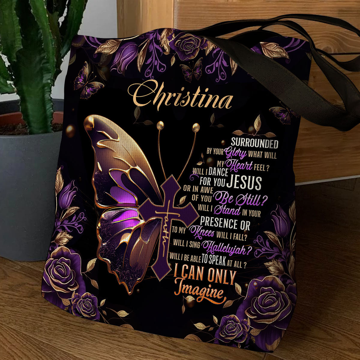 Jesuspirit| Personalized Christian Tote Bag | Butterfly I Can Only Imagine TBM735