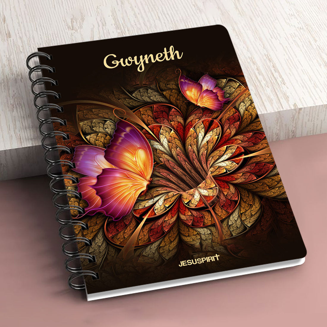 Jesuspirit | Stunning Flower Personalized Spiral Journal | Psalm 34:1 | I Will Bless The Lord At All Times SJH605