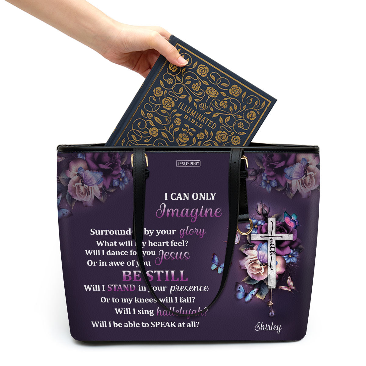 I Can Only Imagine - Special Personalized Cross Large Leather Tote Bag HH175B