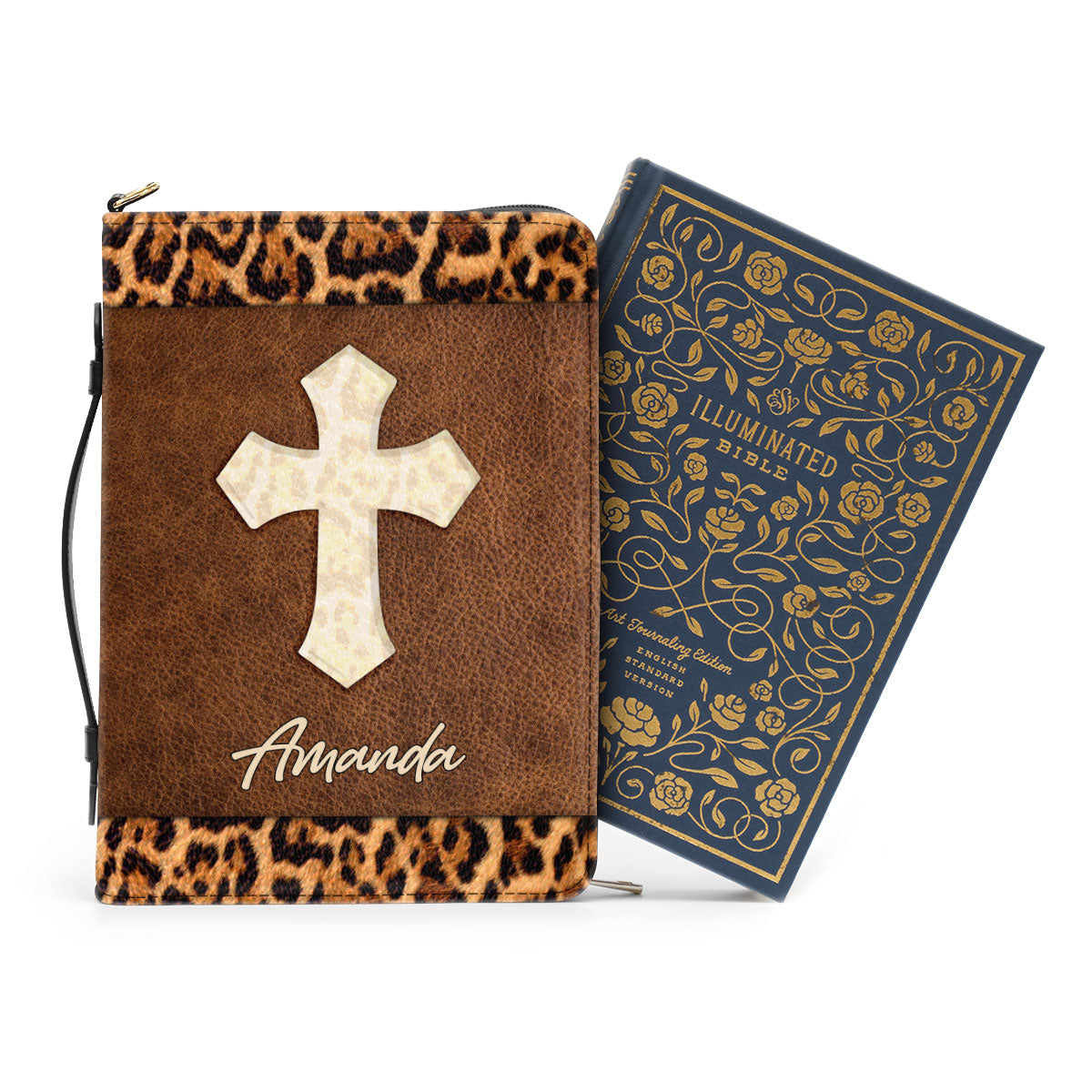 Jesuspirit | Be Still And Know That I Am God | Psalm 46:10 | Personalized Cross Bible Cover With Handle | Zippered Bible Carrying Case HN151