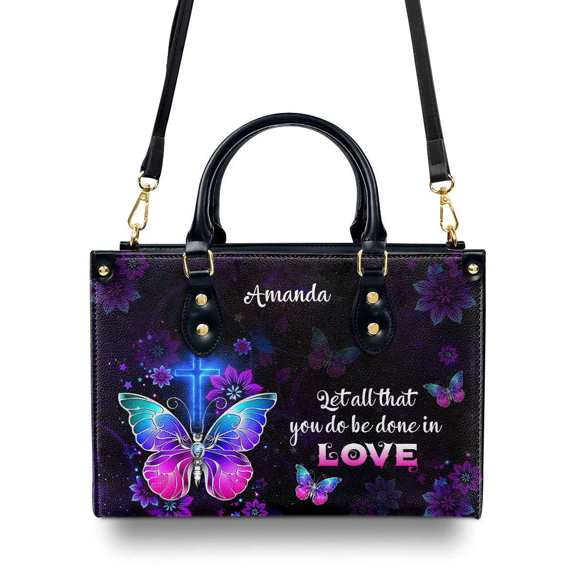 Jesuspirit | 1 Corinthians 16:14 | Personalized Leather Handbag With Handle | Let All You Do Be Done In Love LHBH707
