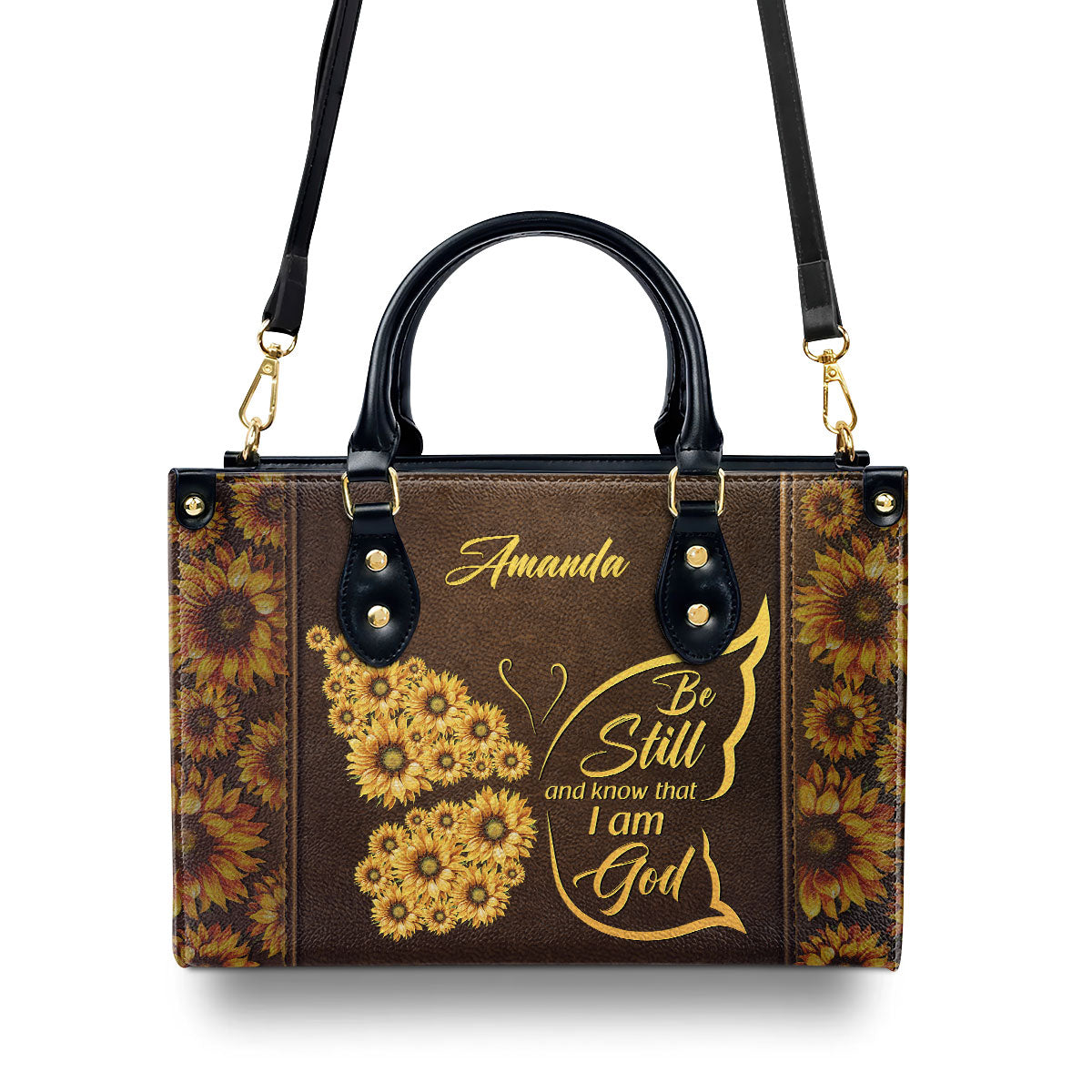 Jesuspirit | Be Still And Know That I Am God | Personalized Leather Handbag With Handle | Psalm 46:10 | Christ Gifts For Religious Women LHBHN666
