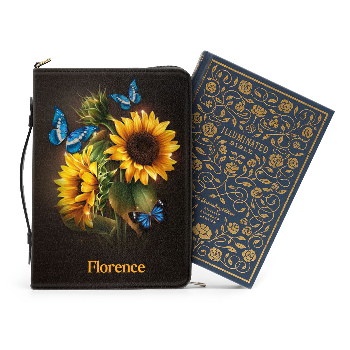 Jesuspirit Sunflower Bible Cover | Personalized Leather Bible Case With Handle | Ideal Gift For Church Ladies NUH437