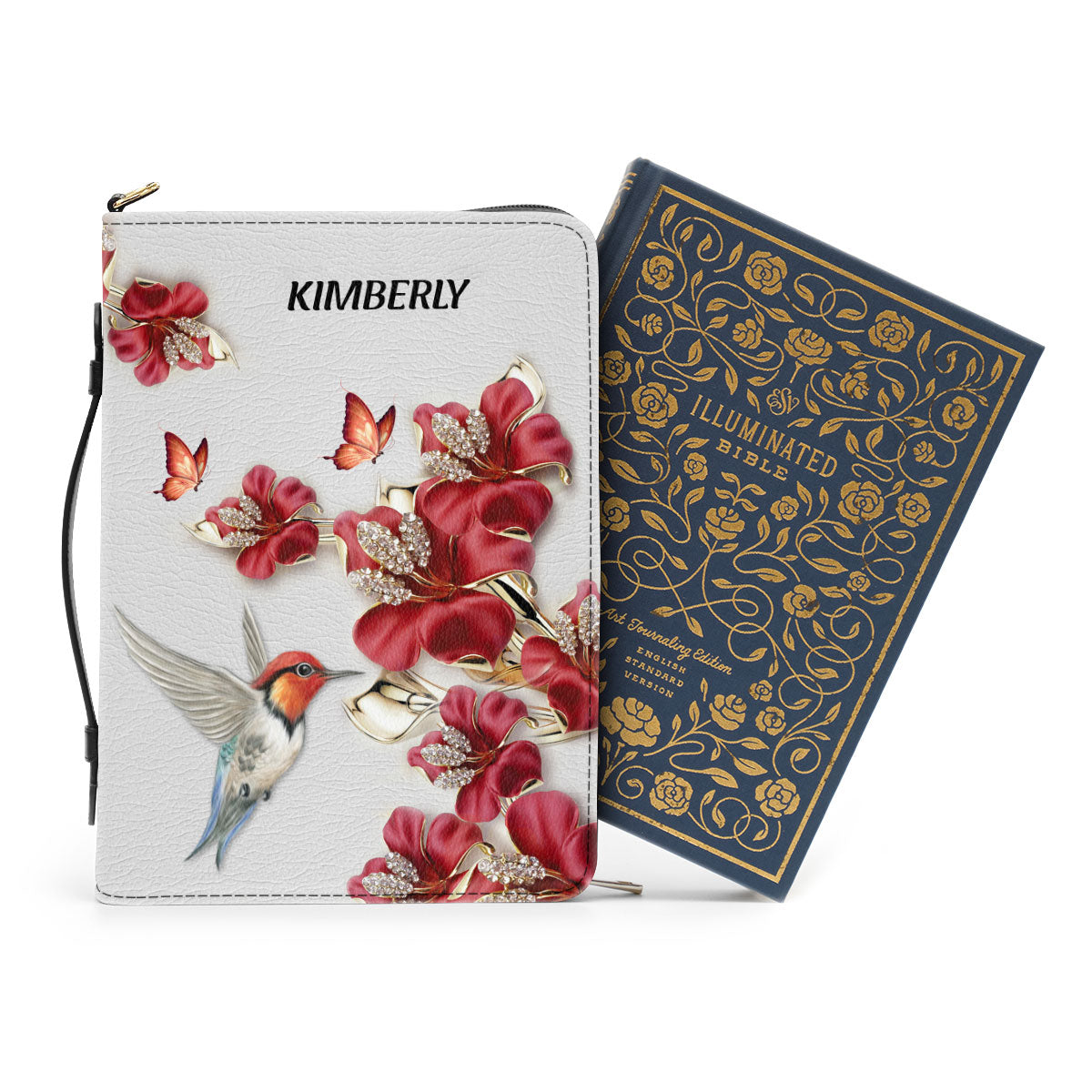 Jesuspirit Zippered Bible Cover With Handle | Women's Ministry Gift | Personalized Leather Case NUH454A