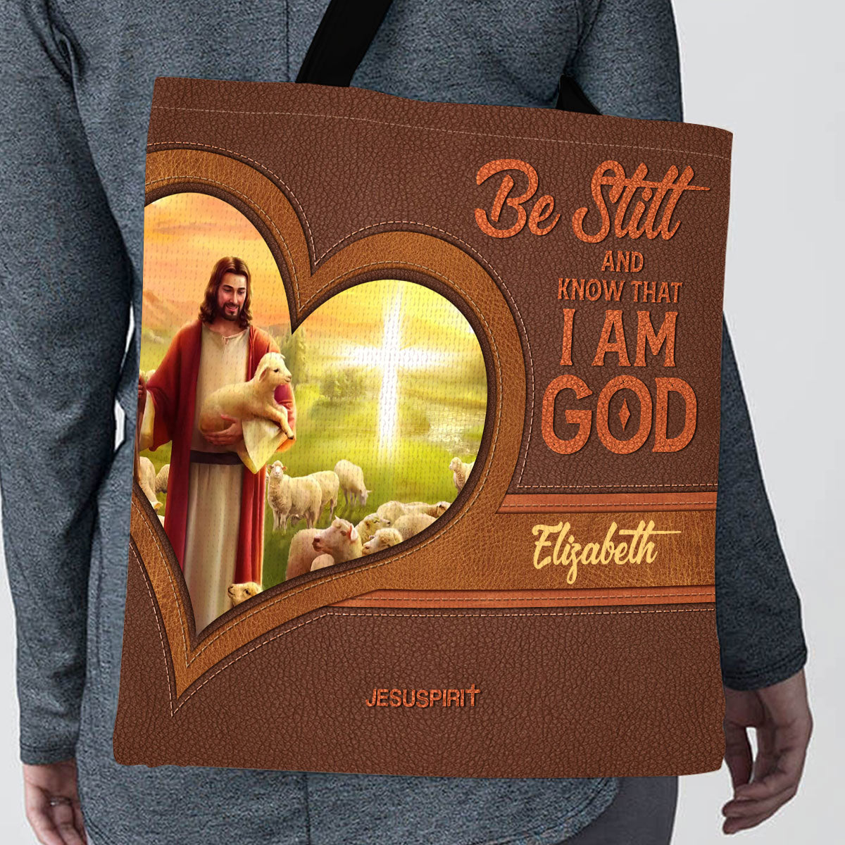 Jesuspirit | Religious Gifts For Christian Women | Psalm 46:10 | Be Still And Know That I Am God | Personalized Tote Bag TBH772