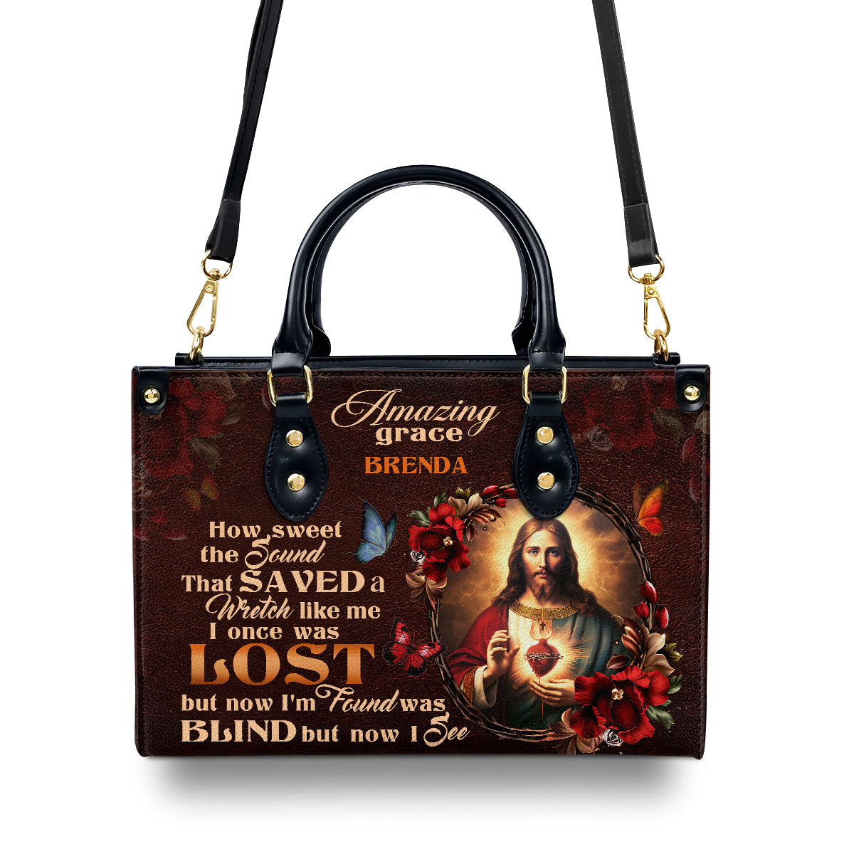 Jesuspirit | Personalized Leather Handbag With Zipper | Jesus Amazing Grace LHBM740
