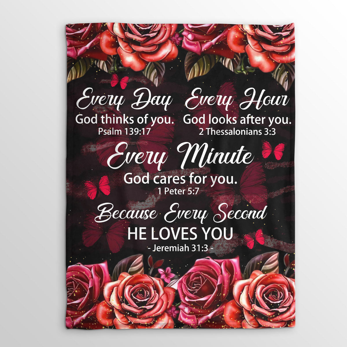 Jesuspirit | Every Hour God Looks After You | Rose And Butterfly | Gorgeous Fleece Blanket For Christians FBHN602