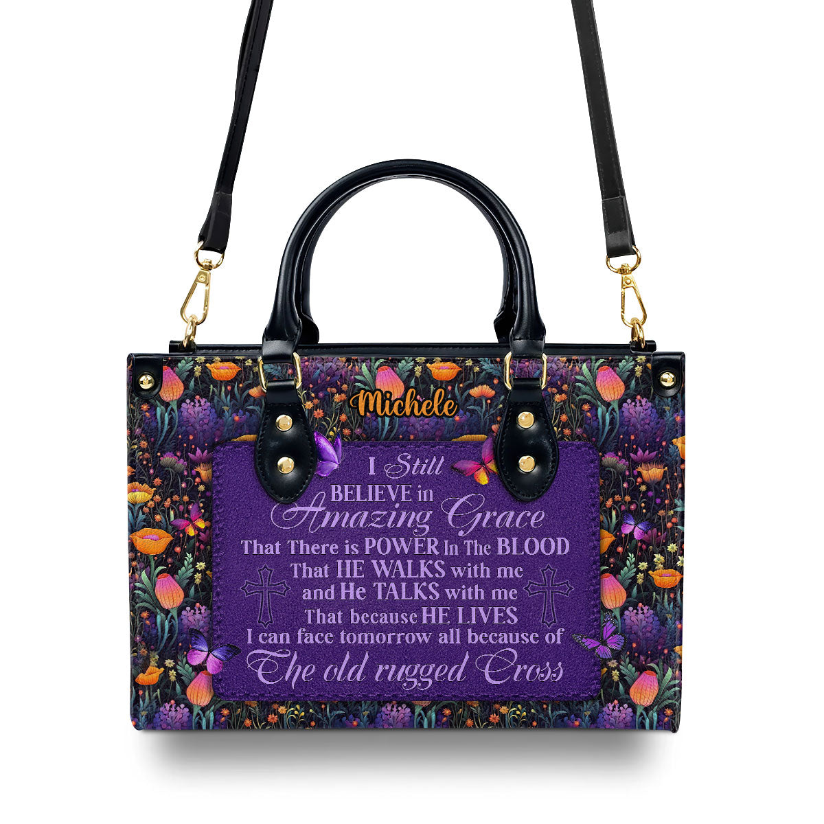 Jesuspirit | Personalized Leather Handbag With Zipper | I Still Believe In Amazing Grace LHBM743