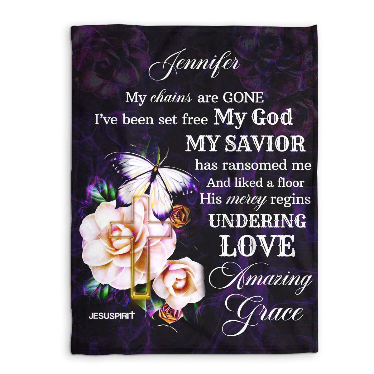 Jesuspirit | My God My Savior | Meaningful Personalized Fleece Blanket | Rose And Cross FBHN620
