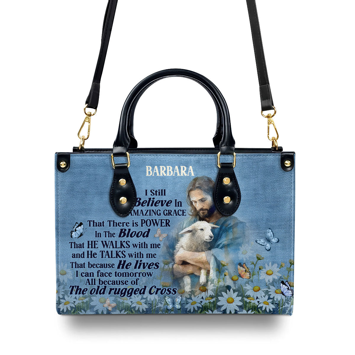 Jesuspirit | Personalized Leather Handbag With Zipper | Jesus I Still Believe In Amazing Grace LHBM742