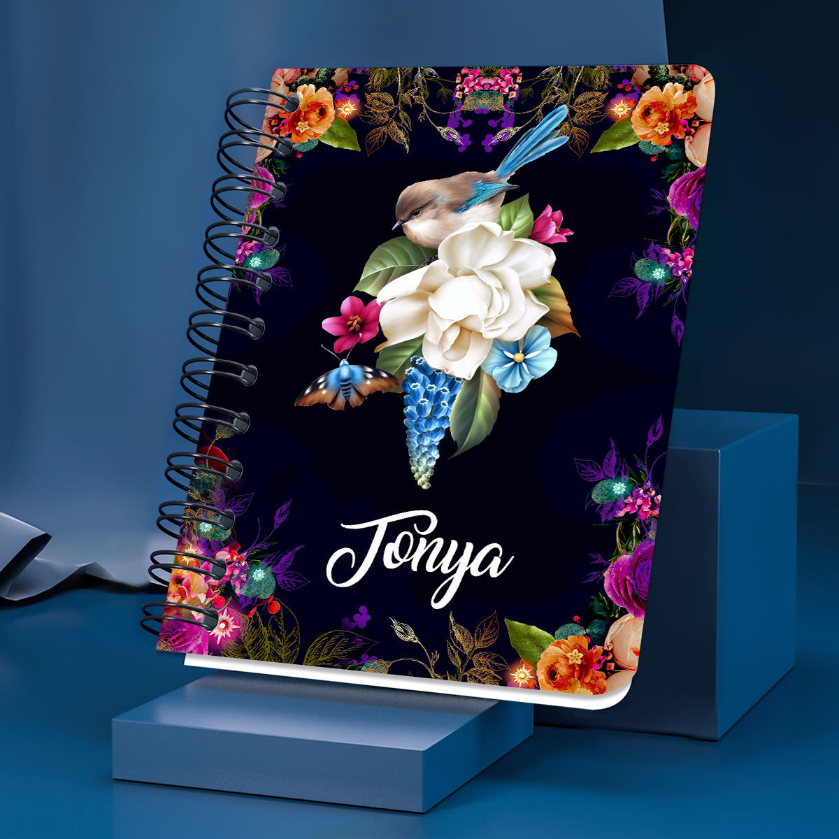 Jesuspirit Brilliant Personalized Flowers Spiral Journal | Meaningful Gift For Christian People | Psalm 46:1 | God Is My Refuge And Strength SJ1