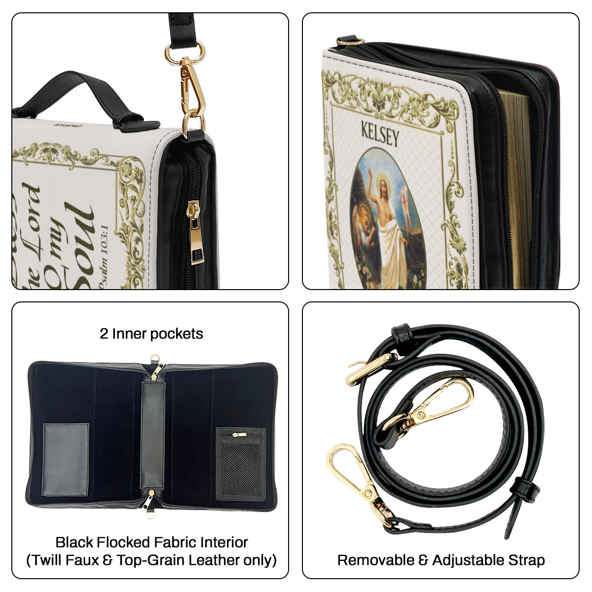 Jesuspirit Leather Bible Cover With Zipper | Bless The Lord O My Soul Bible Case | Worship Members Gift NUH335B