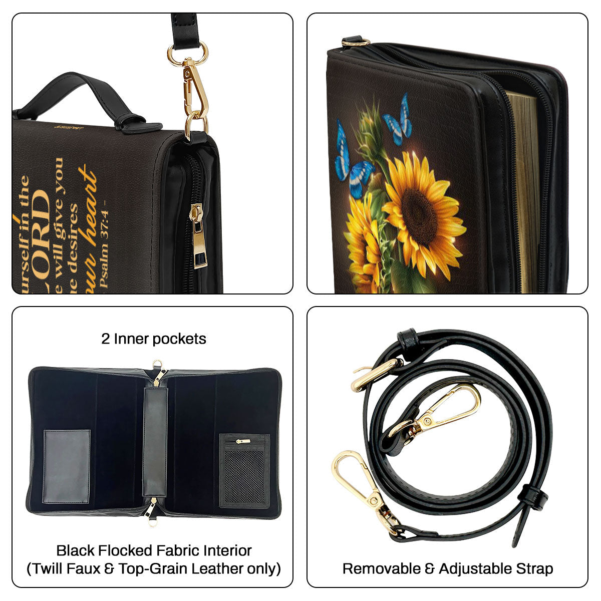 Jesuspirit Sunflower Bible Cover | Personalized Leather Bible Case With Handle | Ideal Gift For Church Ladies NUH437