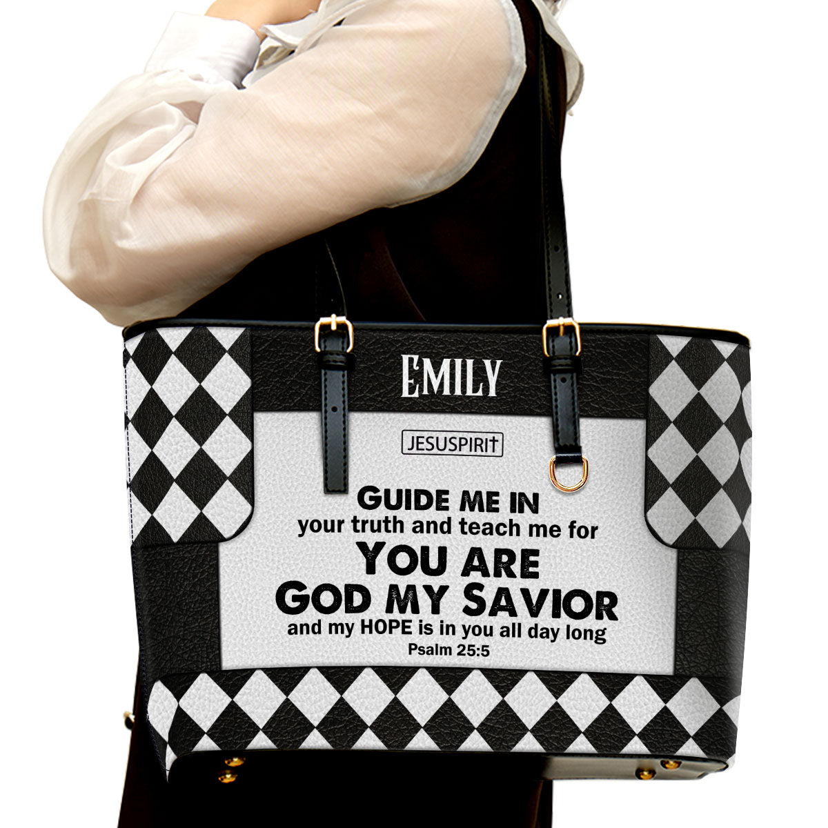 Guide Me In Your Truth - Personalized Large Leather Tote Bag NUHN302